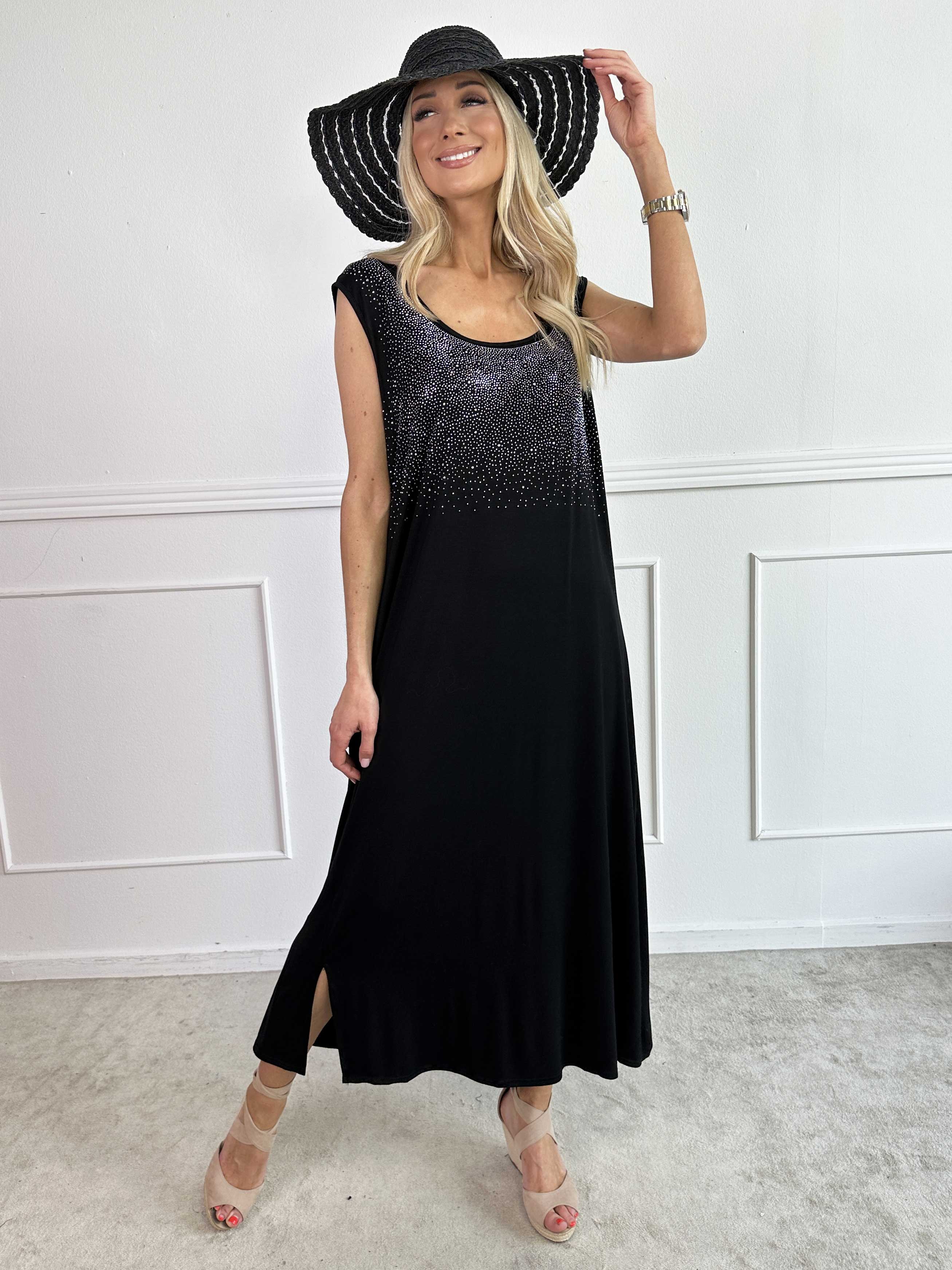 Eden - Lång mjuk klänning i viskos med strass